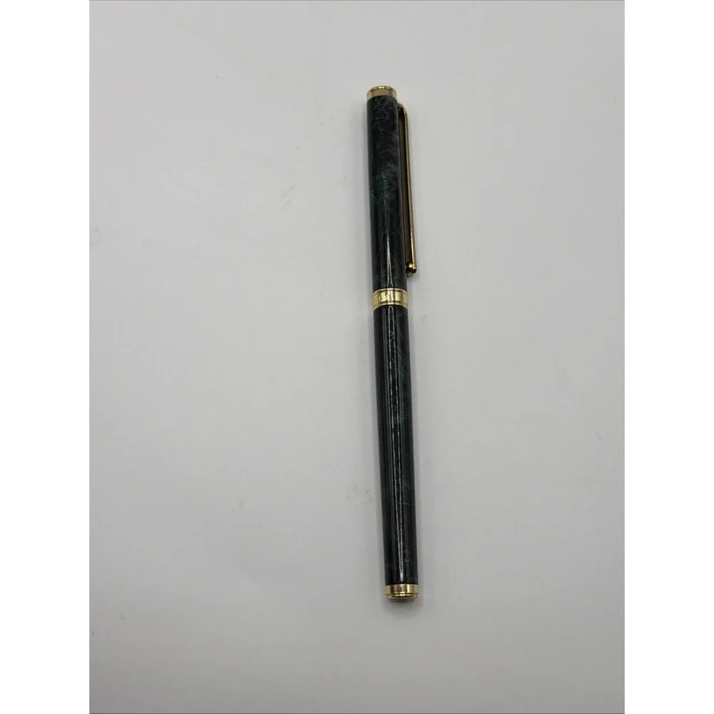 Vintage Pelikan Triari Ball Point Pen Green Marble & Gold